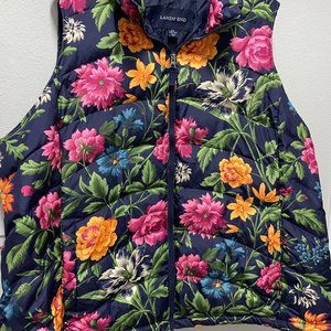 Land's End Floral Puffer Vest, Sz 3X